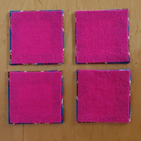 Set of 4 handmade African fabric coasters - so vibrant! - Picture 3 of 4